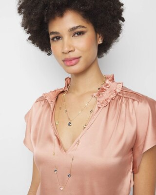 Gold Convertible Multi-Crystal Multi-Strand Necklace