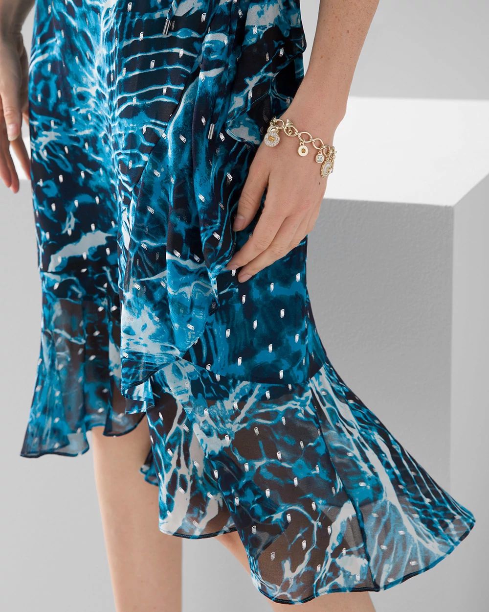 Sleeveless Ruffle Wrap Dress click to view larger image.