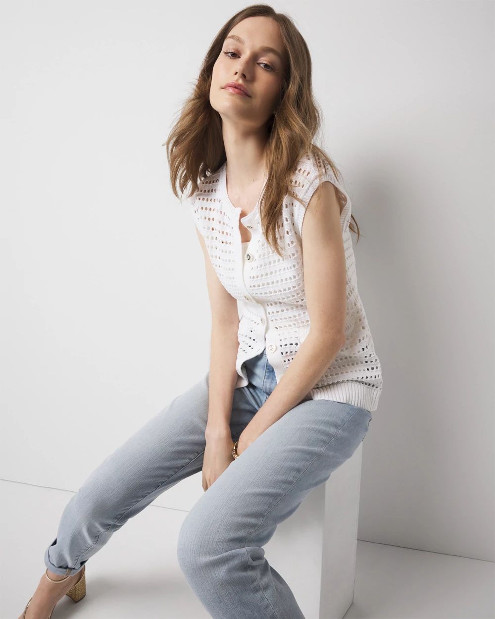 Open Stitch Long Vest