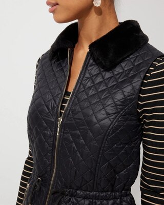Outlet WHBM Quilted Vest With Fur