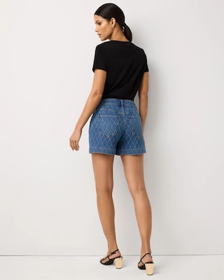 Quilted Mid Rise Denim Short click to view larger image.