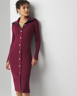 Long Sleeve Colorblocked Sweater Dress click to view larger image.