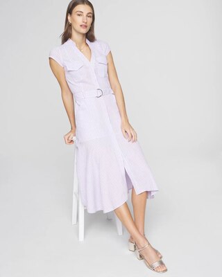Seersucker Utility Midi Dress