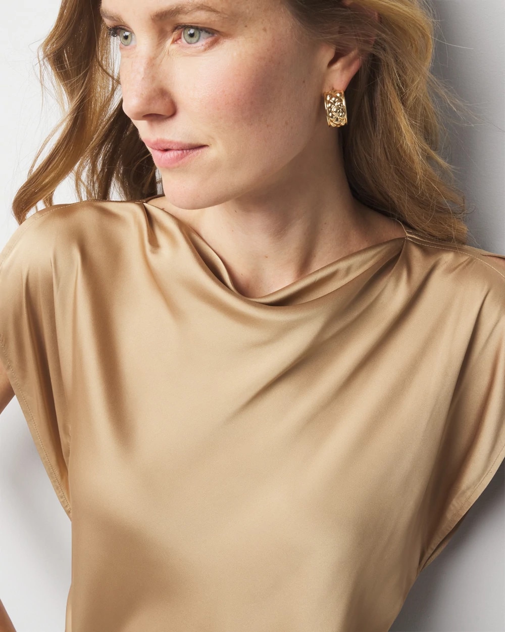 Satin Petal Sleeve Blouse