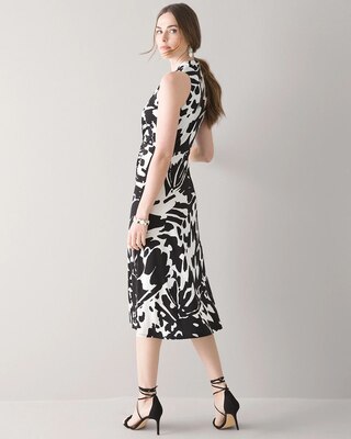 Abstract Butterfly Print Twist-Front Dress