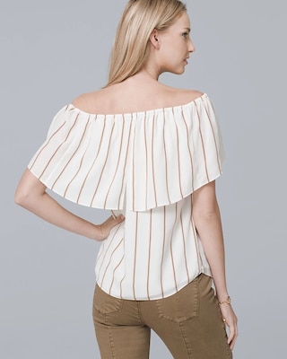 Off-the-Shoulder Stripe Blouse click to view larger image.