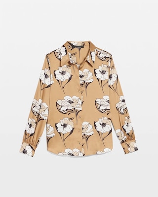 Long Sleeve Cuff Satin Shirt click to view larger image.