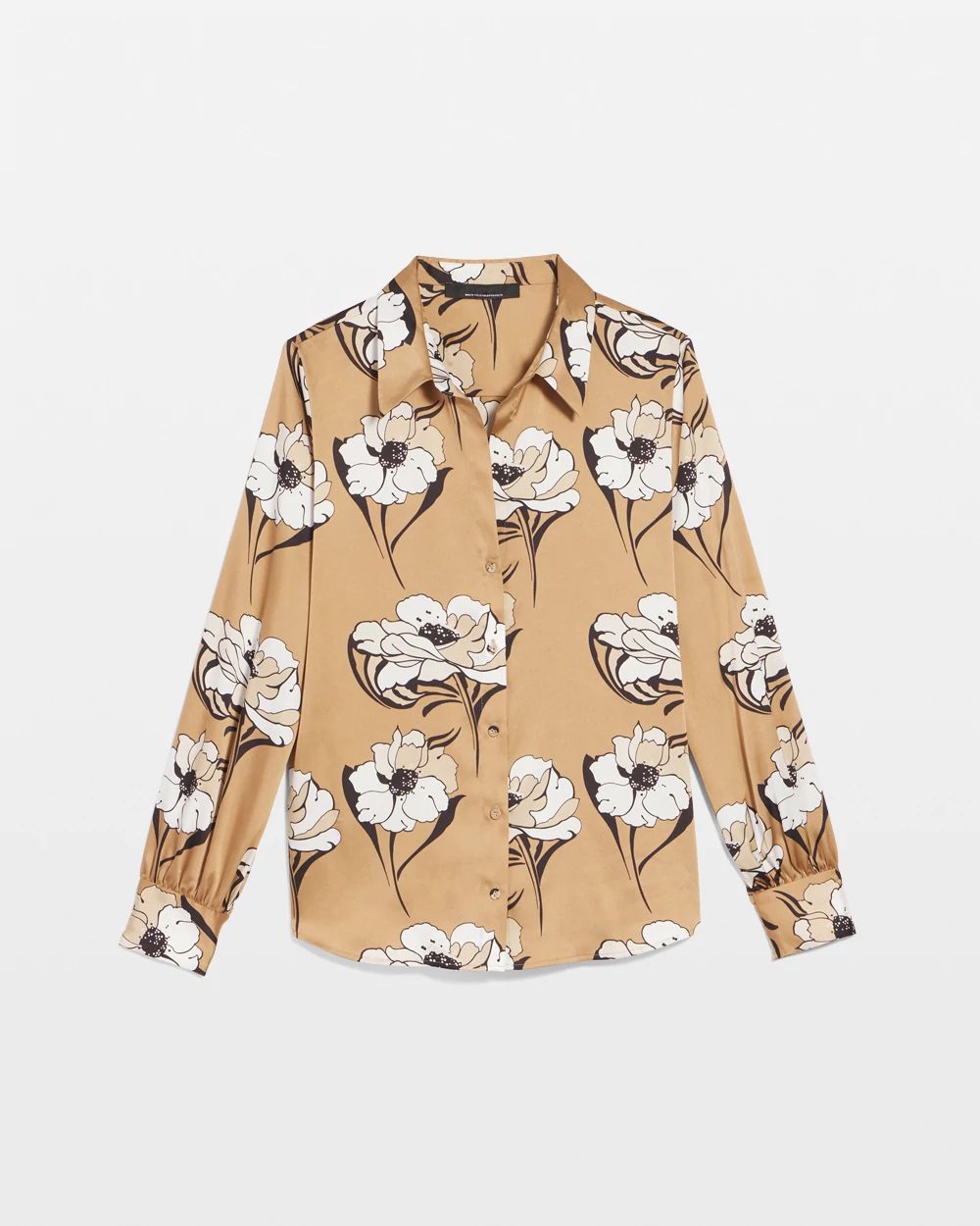 Petite Long Sleeve Cuff Satin Shirt