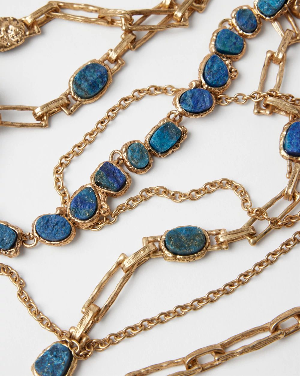 Goldtone and Blue Convertible Necklace