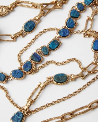 Goldtone and Blue Convertible Necklace