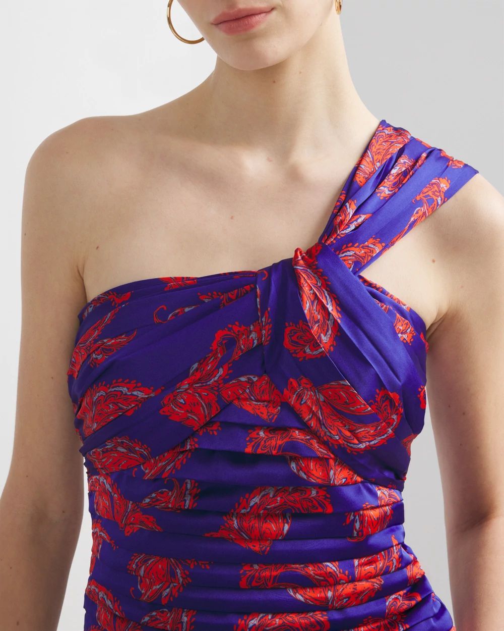 One-Shoulder Pleated Bustier