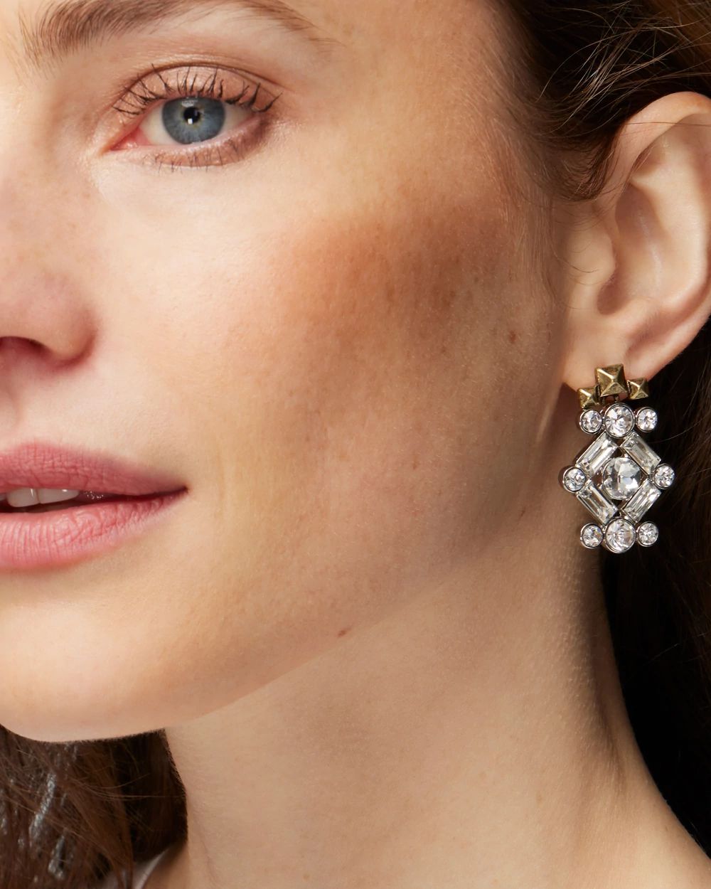 Brass Crystal Statement Earrings