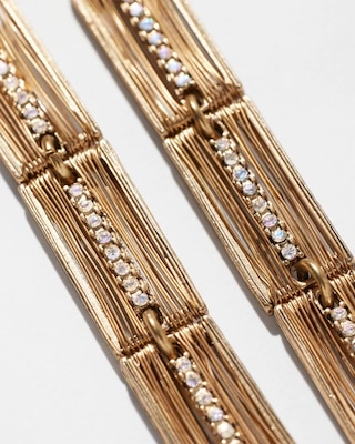 Goldtone Crystal & Wire Linear Earrings click to view larger image.