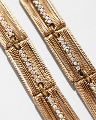 Goldtone Crystal & Wire Linear Earrings