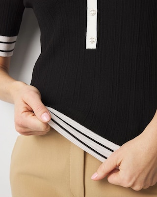 Elbow-Sleeve Henley Sweater click to view larger image.