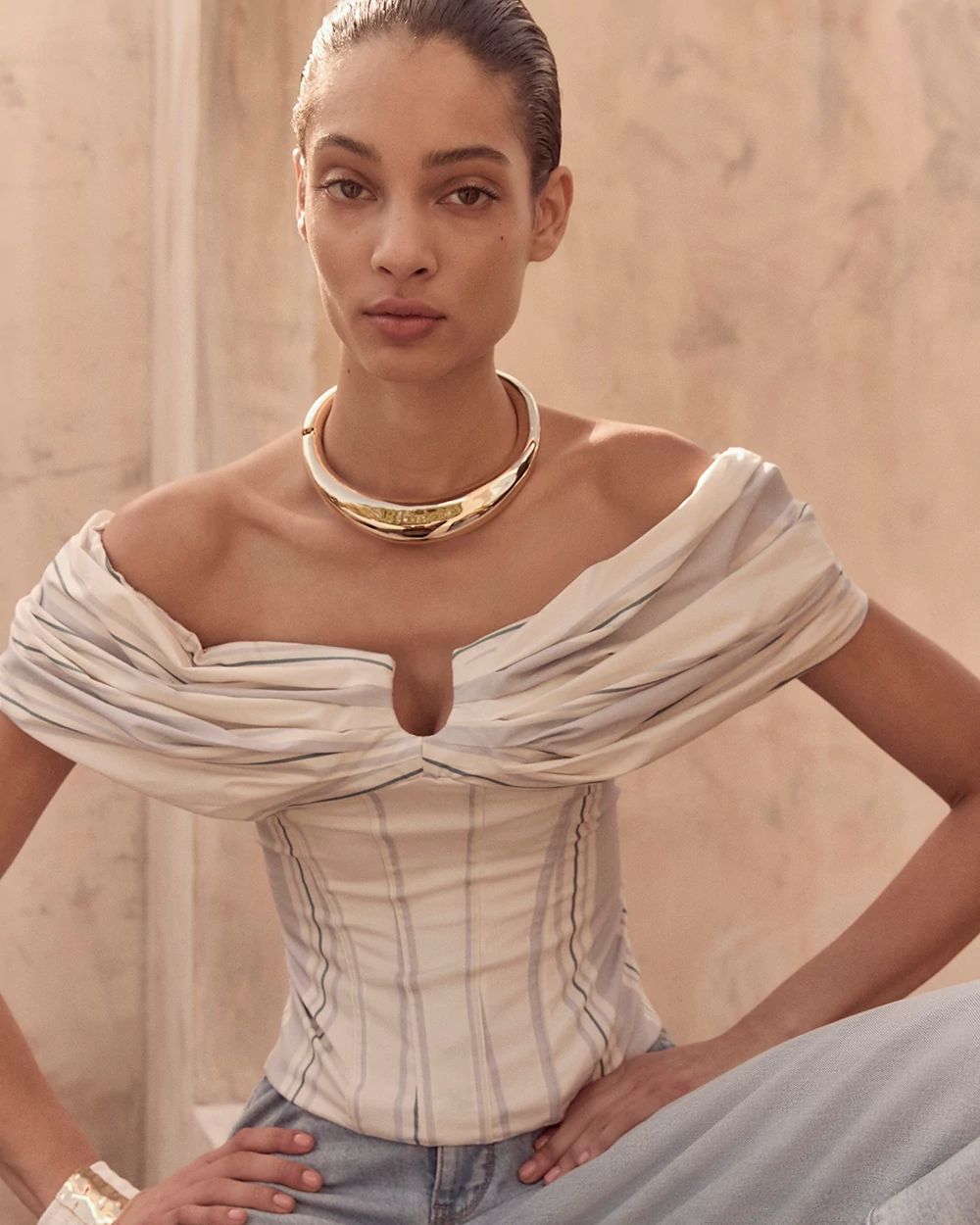 Gold Sculptural Hinged Collar