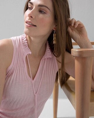 Sleeveless Notch-Neck Sweater