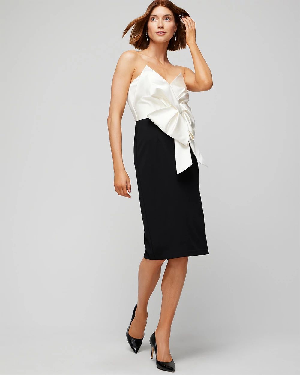 Strapless Contrast Bow Dress