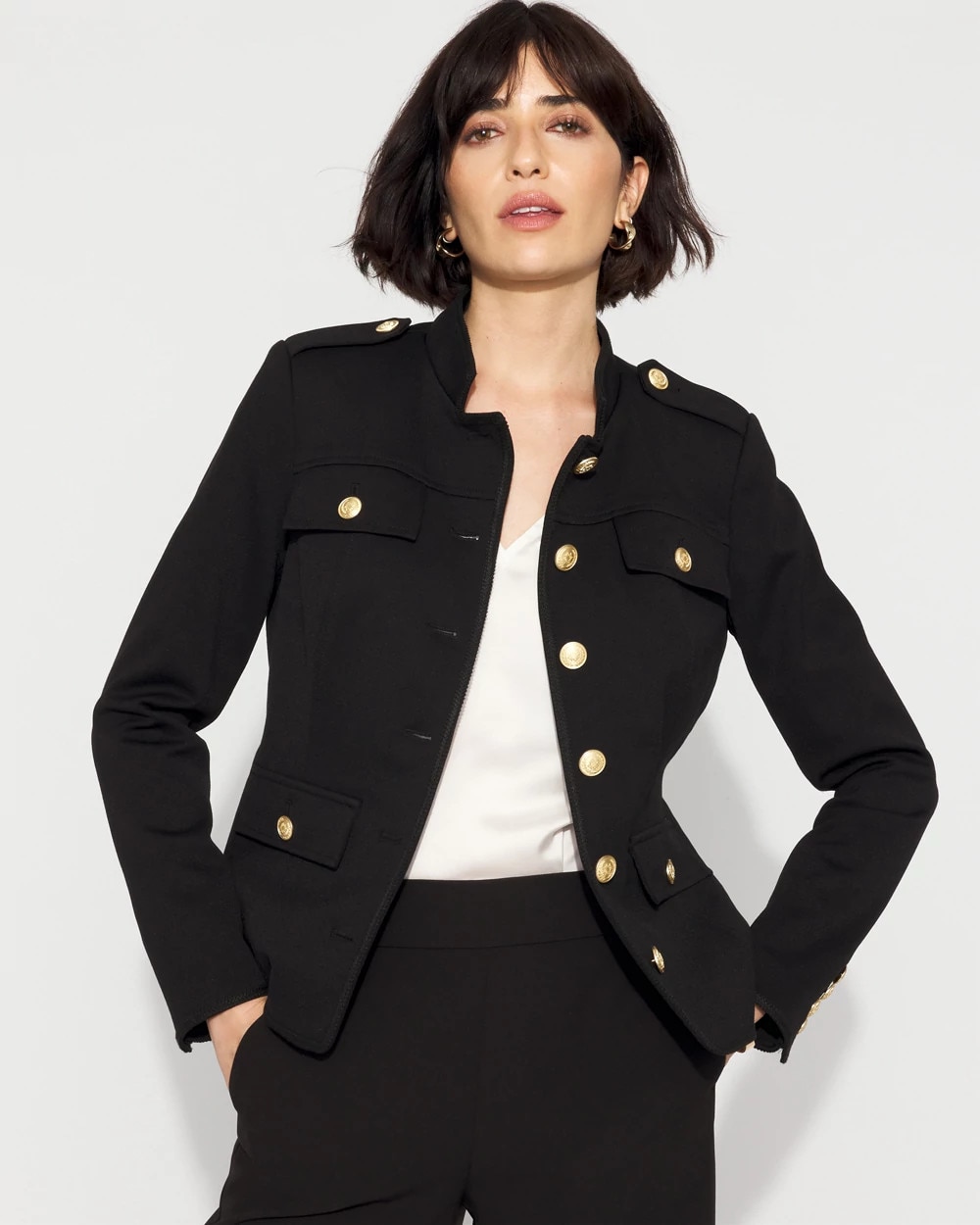 Ponte Button Detail Jacket