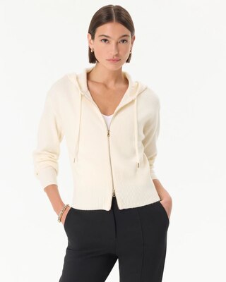 Rib Knit Zip Hooded Sweater Jacket