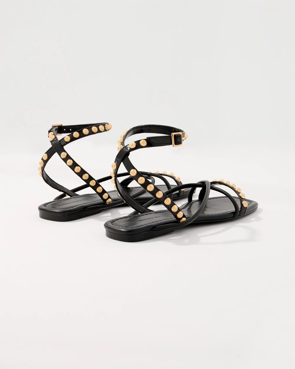 Studded Faux Wrap Gladiator Sandals click to view larger image.