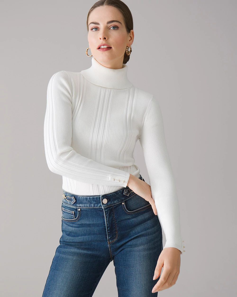 Long Sleeve Transfer Rib Turtleneck