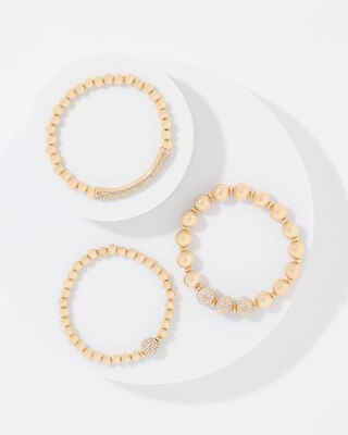 Pavé Spheres Set of Three Stretch Bracelets click to view larger image.