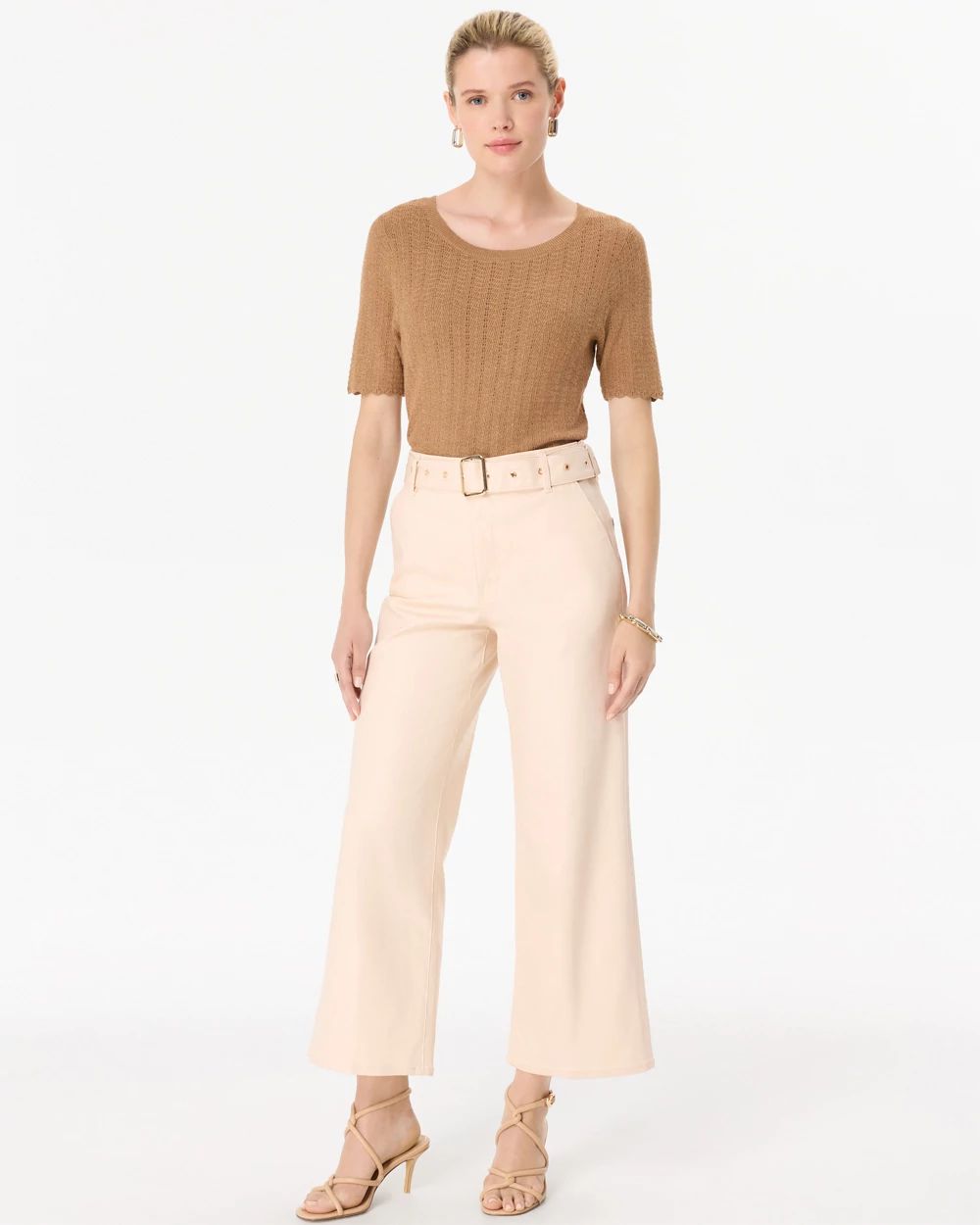 Extra High Rise Coated Wide-Leg Crop
