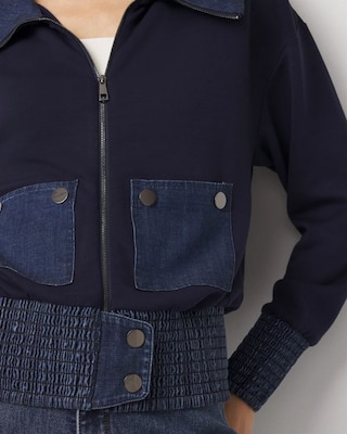 Denim Mix Knit Jacket click to view larger image.