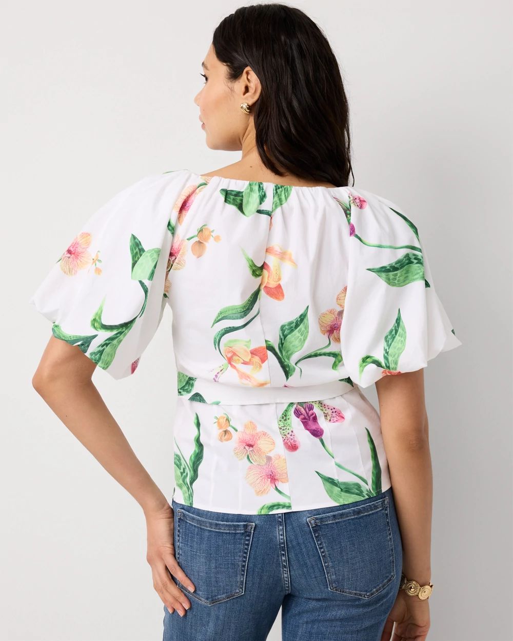 Petite Puff Sleeve Poplin Blouse