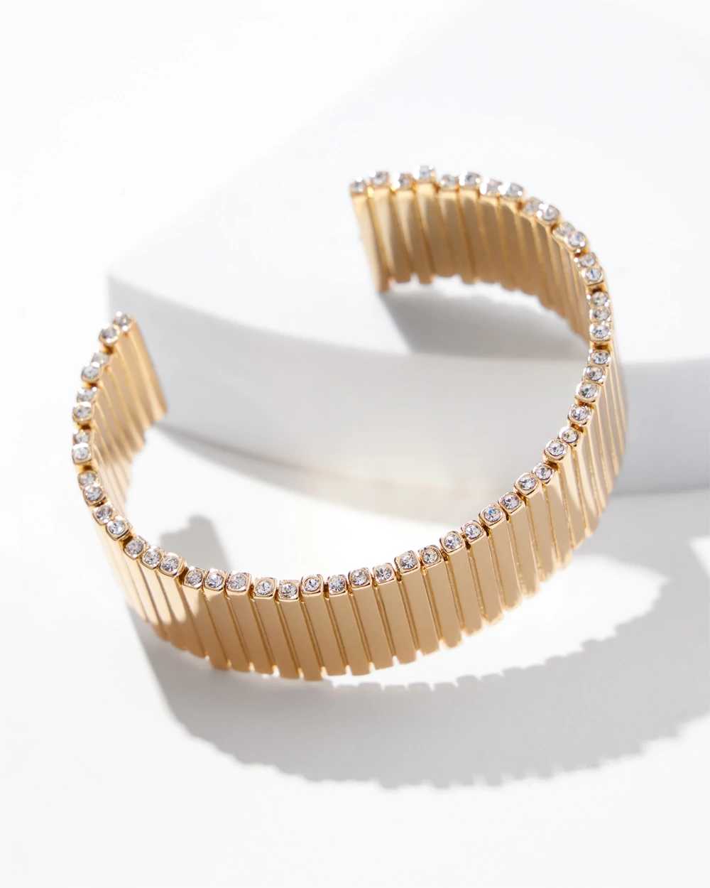 Gold Wavy Clear Crystal Cuff click to view larger image.
