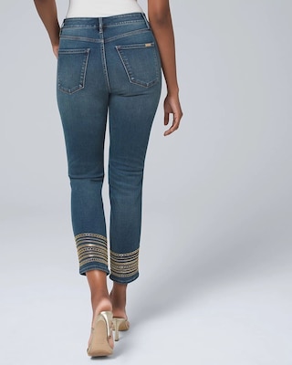 Curvy-Fit High-Rise Beaded Hem Slim Crop Jeans click to view larger image.