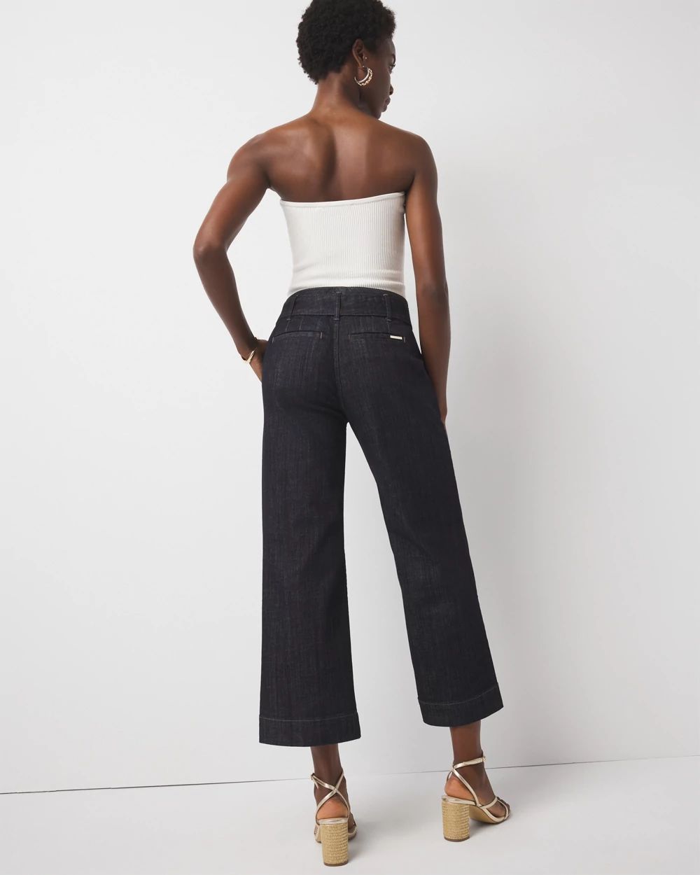 Extra High-Rise Belted Wide Leg Cropped Jean click to view larger image.