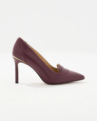 Brogue Detail Leather Pumps click to view larger image.