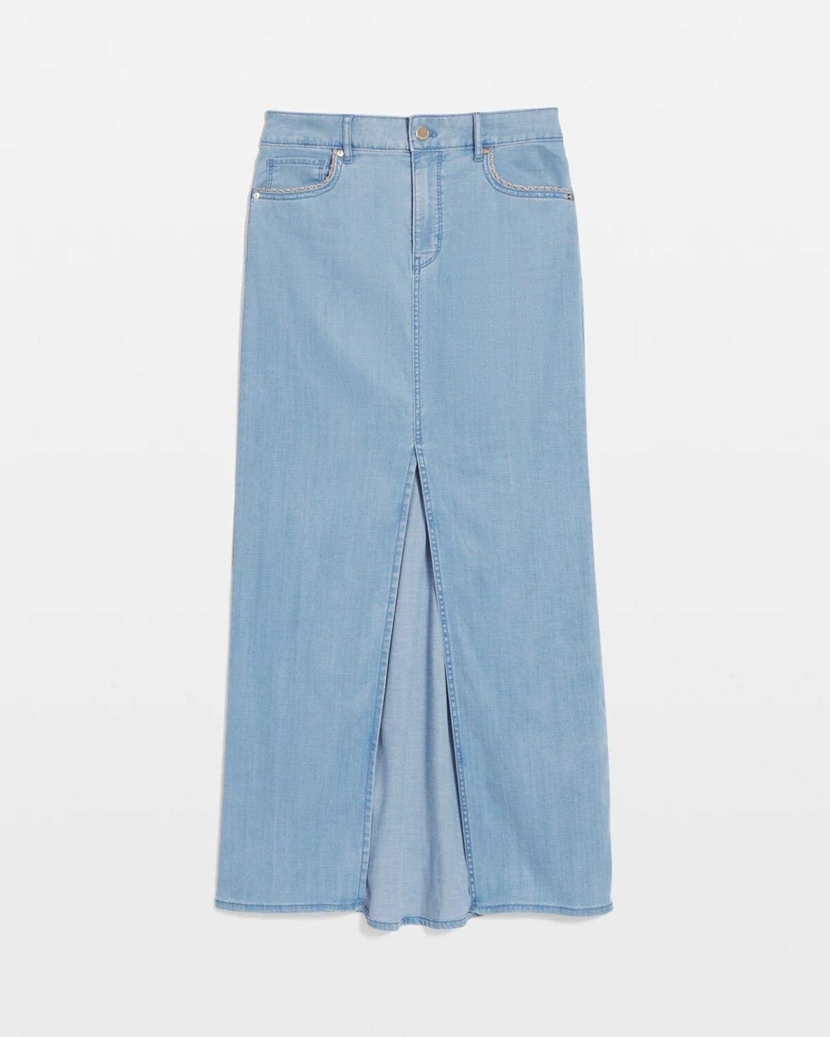 White House Black Market Chain Detail Tencel Maxi Skirt In Blue