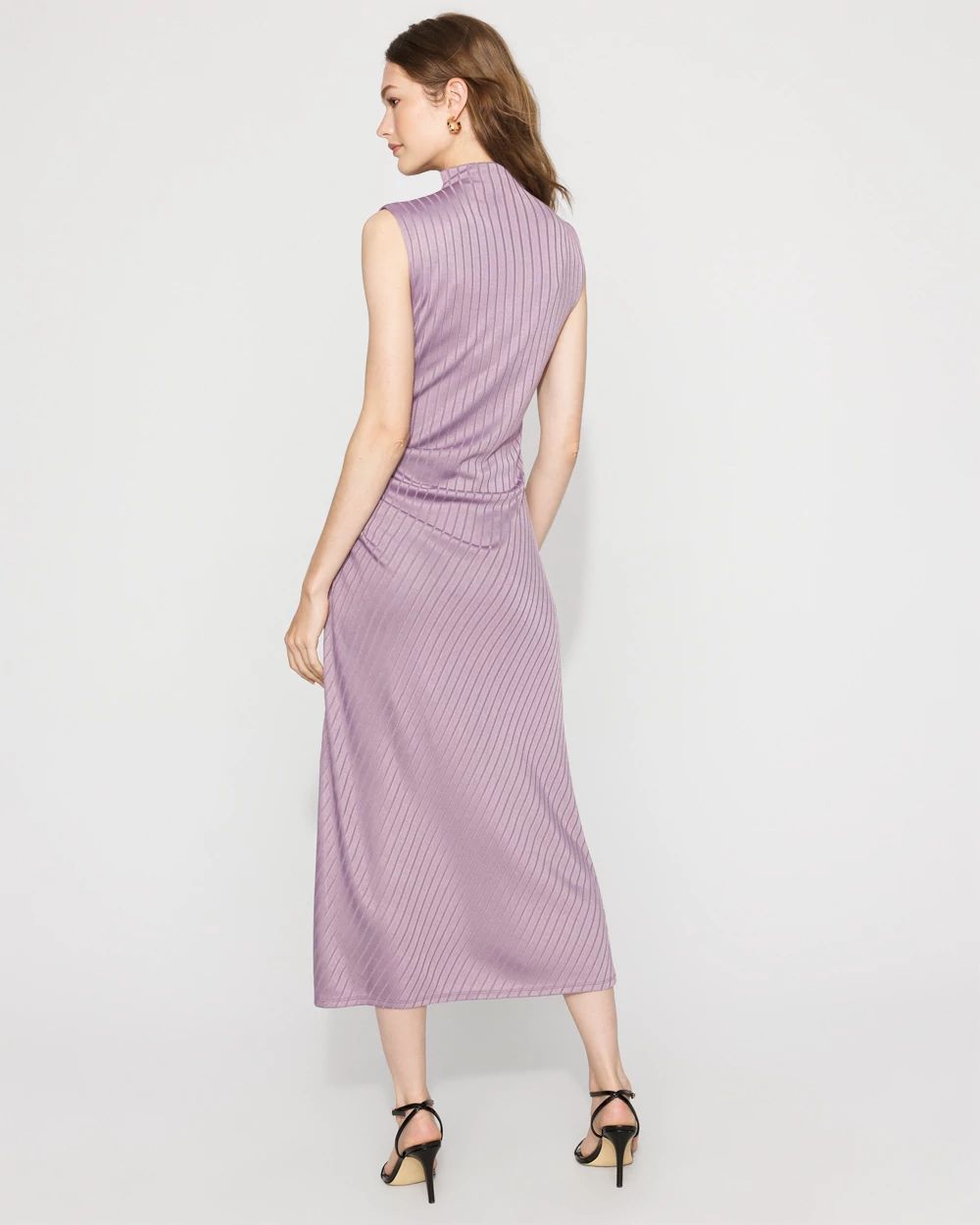 Petite Mock Neck Ribbed Maxi Dress