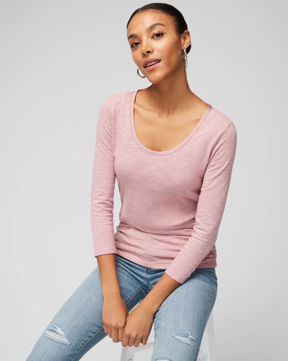 Shirred Scoop Neck Tee