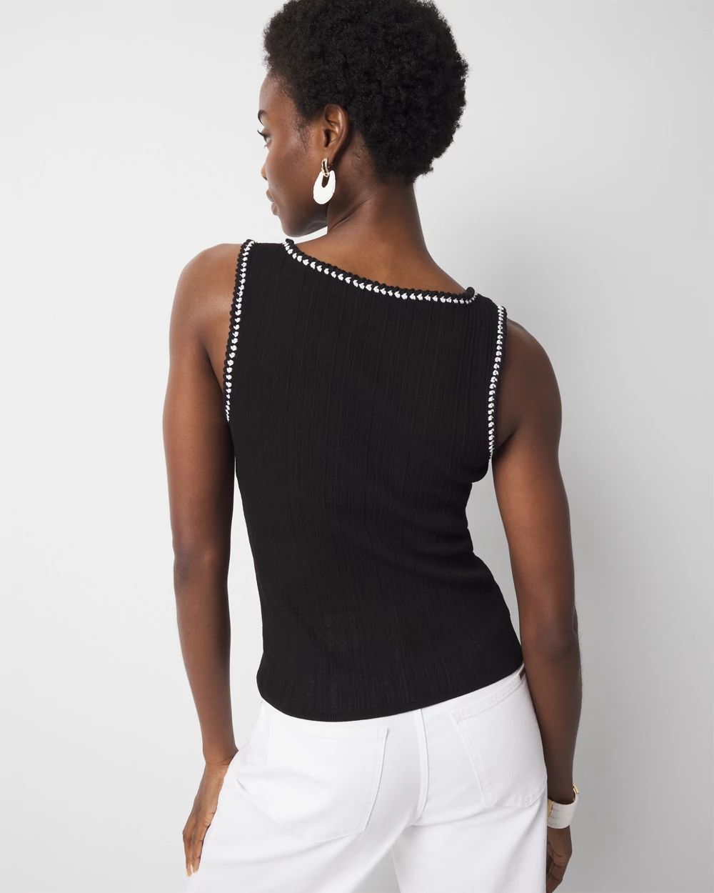 Braided Trim Sweater Tank click to view larger image.