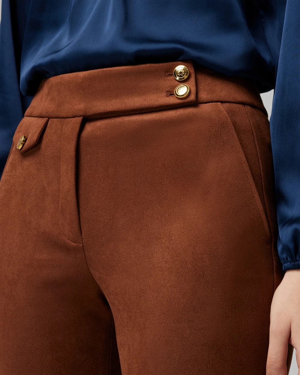 Petite Faux Suede Straight Pants