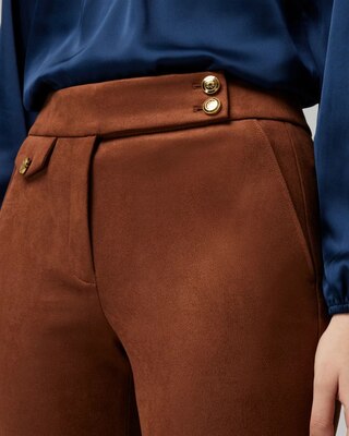 Petite Faux Suede Straight Pants click to view larger image.