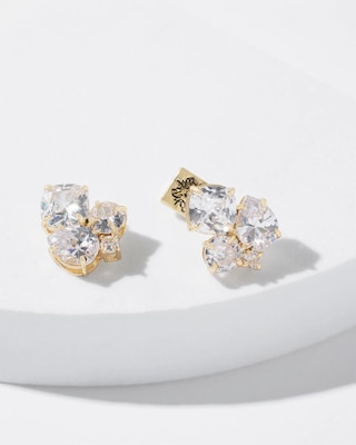 Gold And Crystal Cluster Stud Earrings click to view larger image.