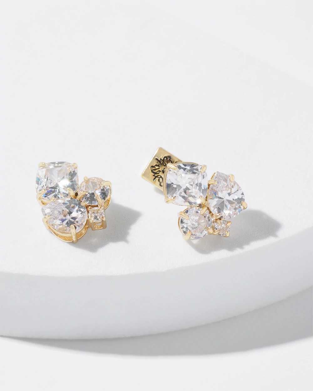 Gold And Crystal Cluster Stud Earrings click to view larger image.