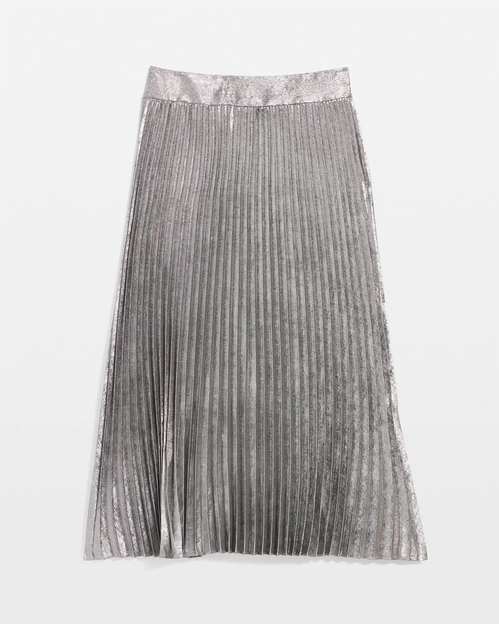 Petite Pleated Chiffon Metallic Midi Skirt