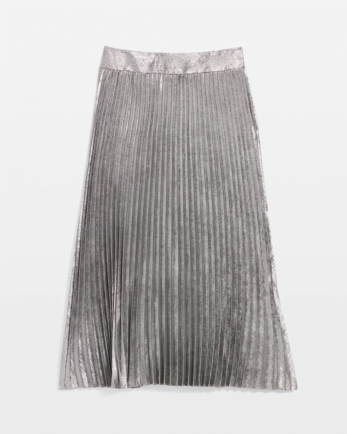 White House Black Market Petite Pleated Chiffon Metallic Midi Skirt Size Large |