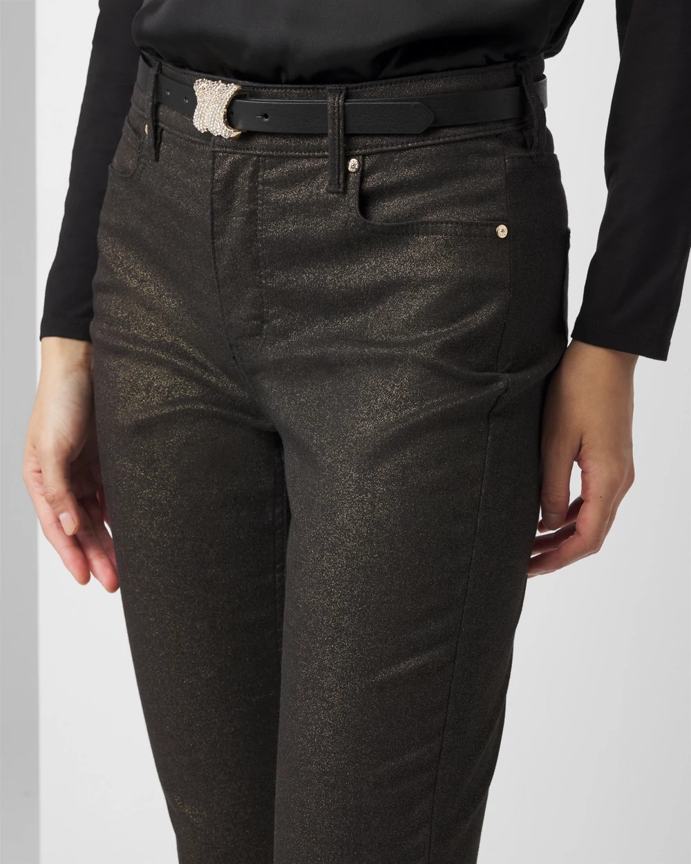 High-Rise Foiled Slim Jeans