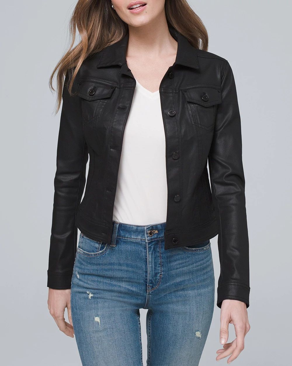 White house black market denim jacket shop