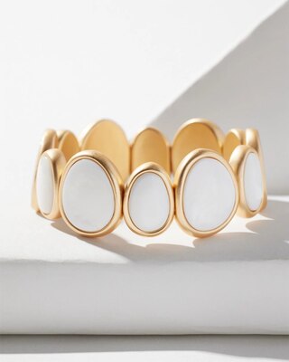 Goldtone + White Stone Bracelet