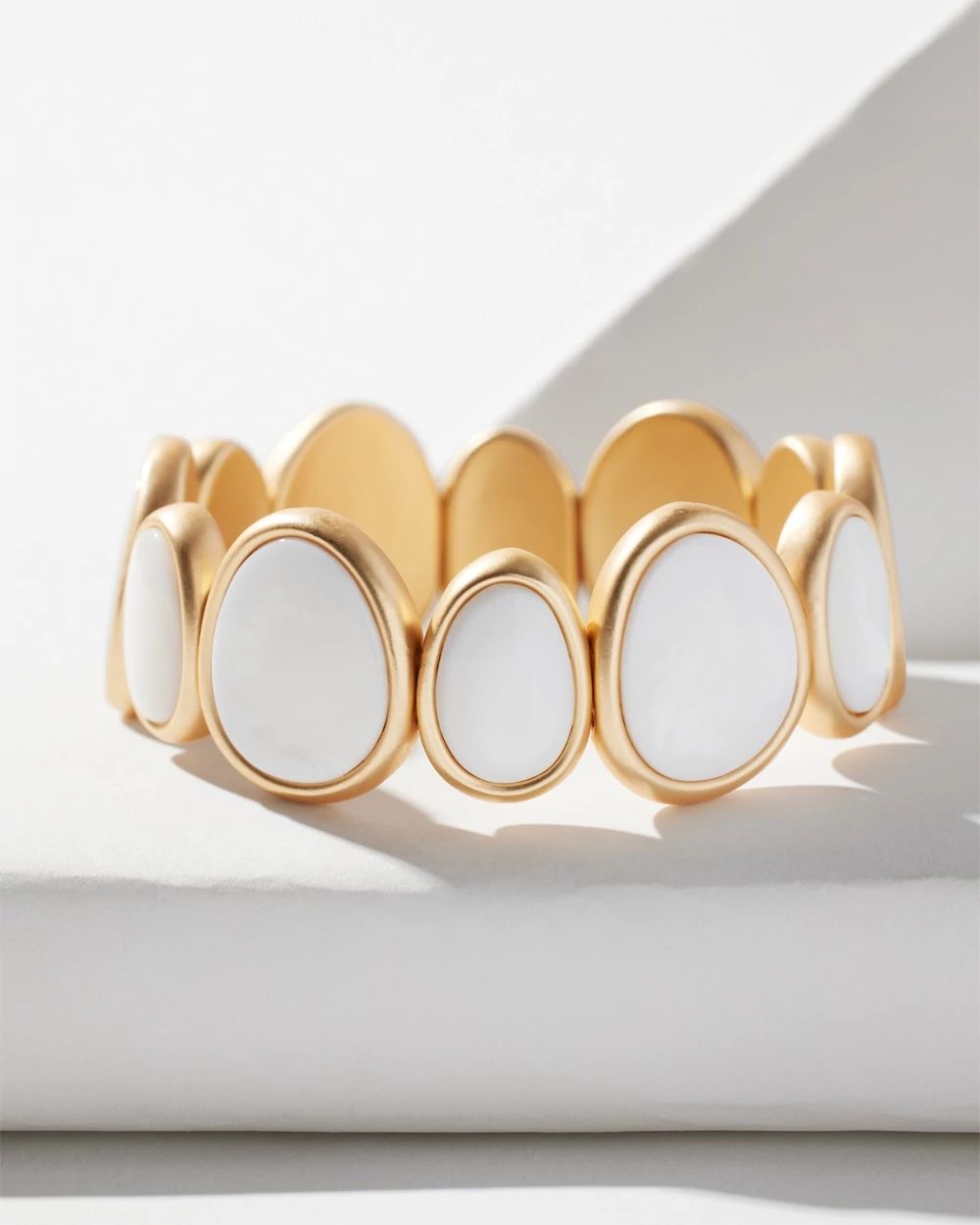 Goldtone + White Stone Bracelet