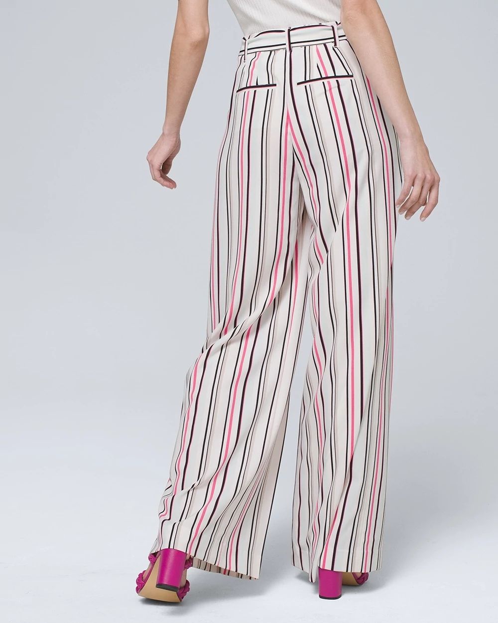 Striped Wide-Leg Side-Zip Pants click to view larger image.