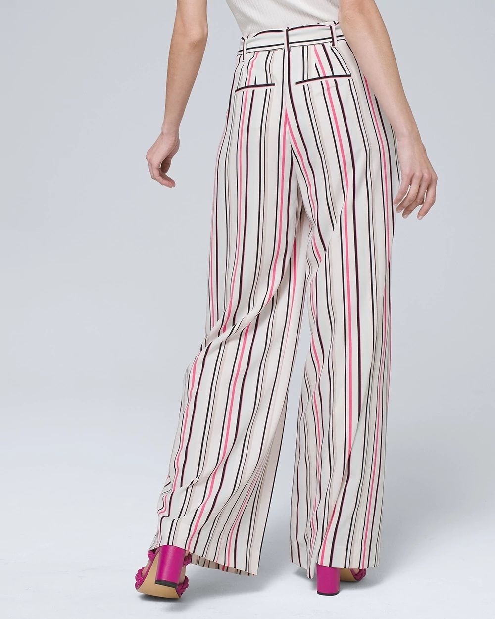 Striped Wide-Leg Side-Zip Pants